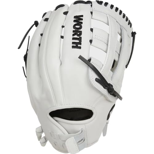 Worth | FREEDOM SERIES Slowpitch Softball Glove | 15 Inch | White/Black | Right Hand Throw