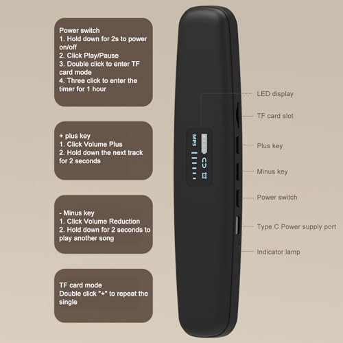 Miniatura 6 de Altavoz Para Dormir Por Conducción Ósea, Sonido Estéreo, Altavoz Para Dormir Inalámbricodebajo De La Almohada, Reproductor Mp3 Para El Hogar, Deportes Al Aire Libre, Ocio Y Black