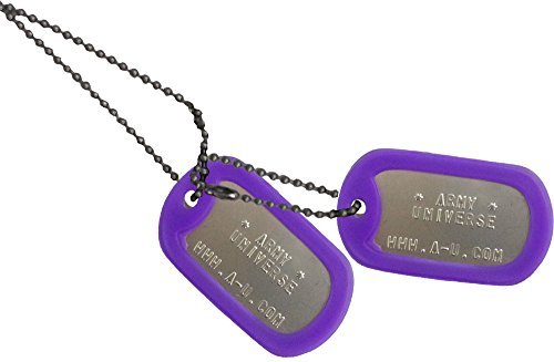 Army Universe Matte Stainless Steel US Military Dog Tag Set - Purple Silencer