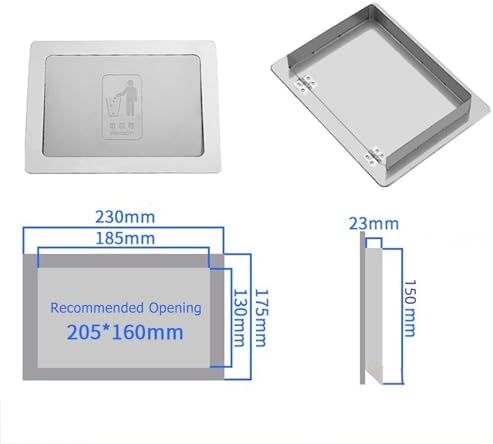 304 Stainless Steel Trash Chute Door, Recessed Kitchen Cabinet Trash Bin Lid, Durable Side Mount Flip Panel for Seamless Waste Disposal