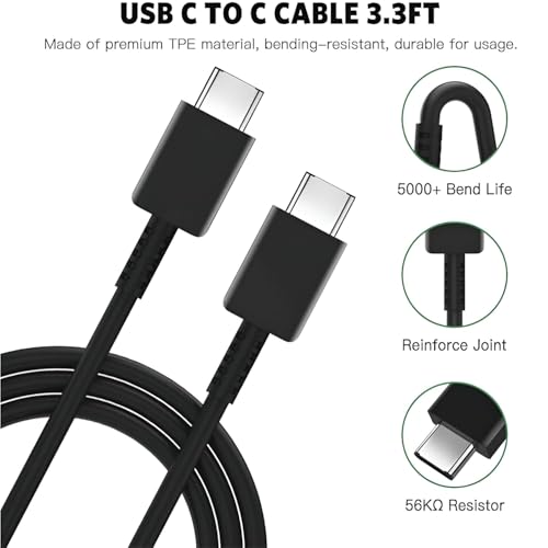 Image of Samsung 45W Charger with 1M Type C 1M Cable for Galaxy S25 /S24 /S23 /S22(Plus /Ultra /Fe) Z fold /flip,6,5,4,3, Tablet S10 Ultra /S10+ /S10 /A9+ /A9 / Note 20 /20+ /10 5G /S9 /S8 45watt Fast Charger Adaptor-Black