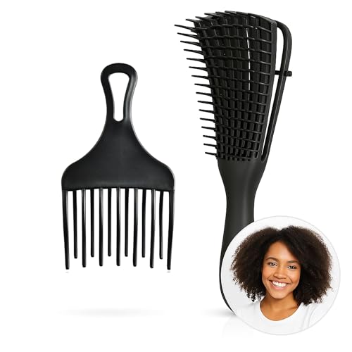Cepillo Pelo Antitirones Peine Desenredante de Pelo sin Tirones Evita la Rotura del Cabello. Cepillo Pelo Rizado Ayuda a Definir los Rizos de Manera Fácil y Sin Dolor.