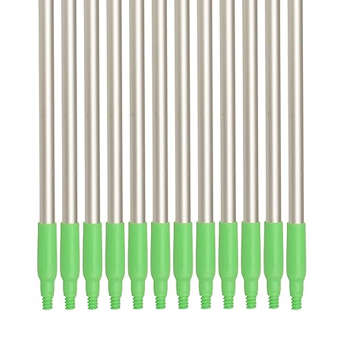 Image of SPARTA Adjustable Aluminum Broomstick, 48 inch Mop and Broom Handle Replacement with Color-Coded System for Environments with Harsh Cleaning Agents, Aluminum, 48 Inches, Lime, (Pack of 12)