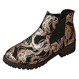 Women's Chelsea Boots Leather Fashion Lug Sole Chunky Heel Slip on Elastic Ankle Booties Butterfly Printed Casual Boots for Women Work Waterproof Outdoor Slip On Lightweight Comfortable Garden Shoes