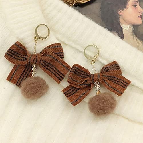 Fashion Earrings Women's Earrings Cute Rhinestone Ball Brown Bow Earrings Women's Festive Party Banquet Jewelry Dainty Earrings Fashion Accessories
