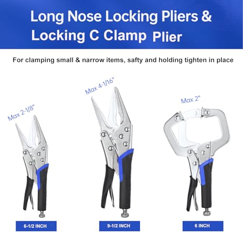 ACOSEA Vice Grips, pacote com 6 alicates de aperto de torno de 12,7 cm/17,8 cm/25,5 cm, conjunto de