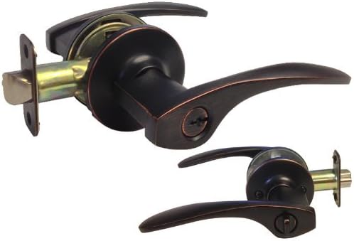 eBuilderDirect Dark Oil Rubbed Bronze Entry Entrance Door Lever Handle Knob Key Alike 836DBR