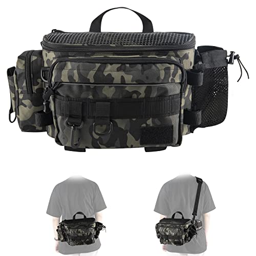 Goture Fishing Bag, Fishing Tackle Bag With Rod Holder, Water-Resistant Fishing Backpack Tackle Sling Bag, Fly Fishing Fanny Pack Storage, Fishing Tackle Box For Fishing Gear,Fishing Gifts For Men #TOP6