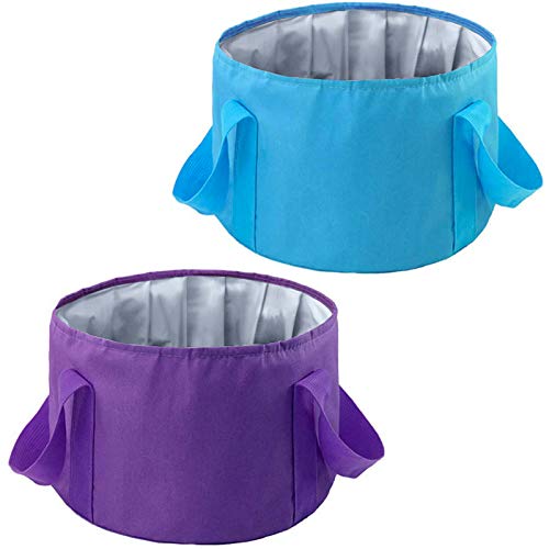 Fox Claw 2 Packs Collapsible Foot Basin Foot Soaking Bath Basin Multifunctional Laundry Bucket Storage Bags Home Travel Outdoor Camping Portable Foot Soaking Spa Basin Water Container