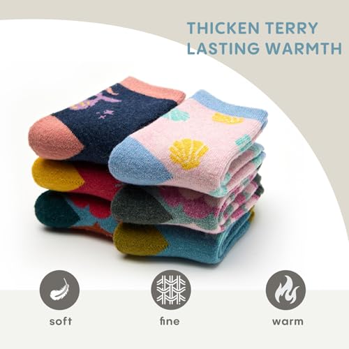 Girls Winter Wool Socks Kids Cartoon Warm Socks Thick Thermal Socks for Girls 6 Pack4