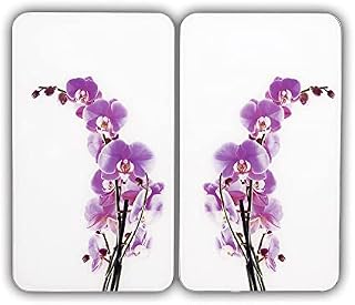Maximex 2521100500 Universal Cover Plates Corn-Flowers-Set of 2, for All Types of cookers, Tempered Glass, 30 x 1.8-4.5 x 52 cm, Multicoloured
