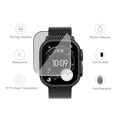 Image of Ailun Apple Watch Ultra 2 /Ultra Privacy Screen Protector [49mm] Tempered Glass Screen Protector, Anti-Scratch High Definition Touch [3Pack][Black]