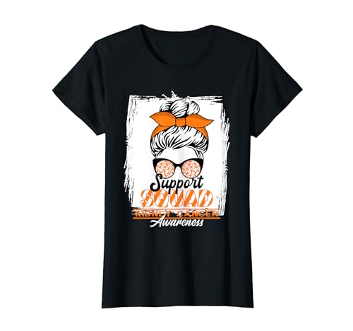Donna Disordinato Bun Support Awareness Squad I Cancro renale renale Maglietta