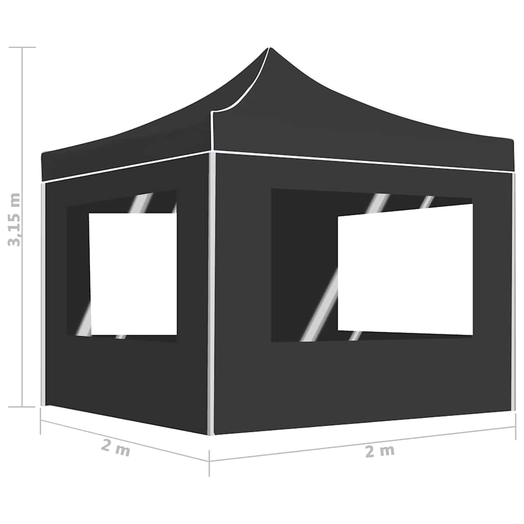 Gazebo pieghevole in alluminio con pareti, 2 x 2 m, grigio
