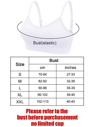 Geyoga 4 Pieces Neck Bralettes Wireless Cami Bra Tank Top Bra Sports Bra For Women Girls (Black, Purple, Blue, White,Small) #TOP2
