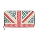 Produktbild GIGIJY Portemonnaie mit Blumenmotiv, Vintage-Stil, britische Flagge, mehrere Kreditkartenfächer, Tasche für Frauen, Leder, mit Reißverschluss