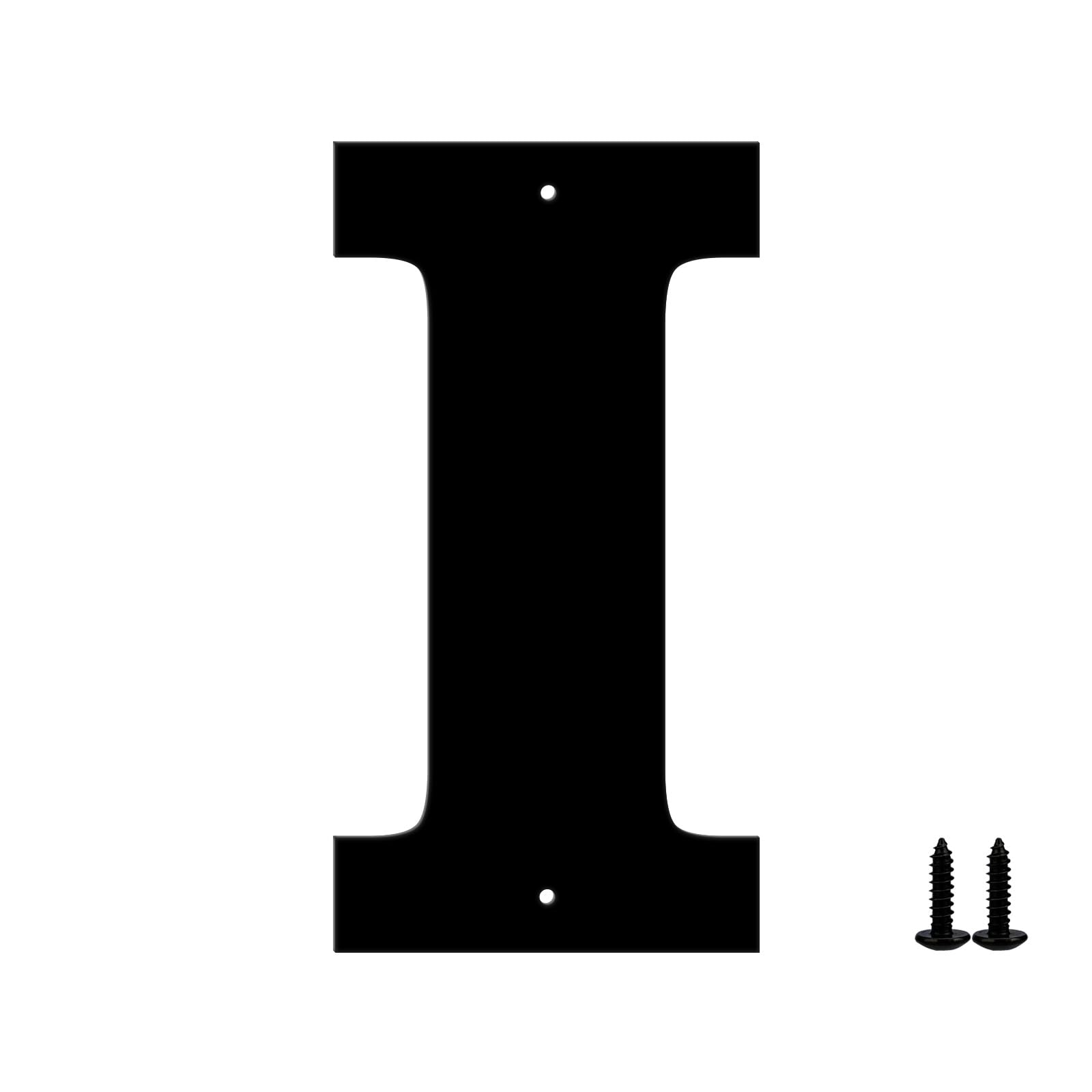 Sanshaoye 2.5 Inch Modern Black Metal House Numbers and Letters for Outdoor Signs Easy Installation Nail Kit (Letter I)