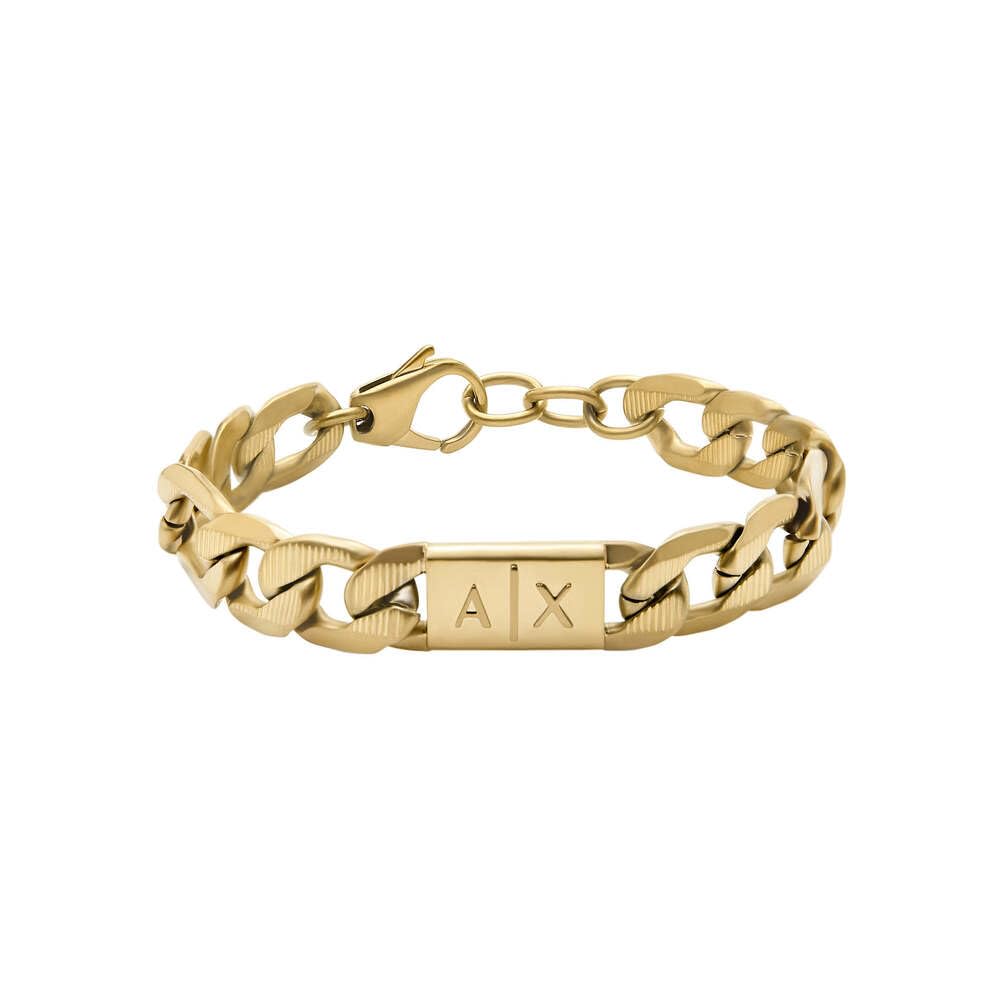 Armani Exchange Hombre Pulsera de acero inoxidable con cierre de mosquetón