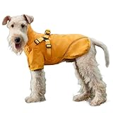 Dog Raincoat for Small Medium Dogs, Dog Rain Coat with Harness Built in, Waterproof Dog rain Jacket for Small Medium Dogs, Puppy Clothes with Reflective Strap (Medium)