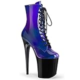  Pleaser Damen FLAMINGO-1020SHG Plateau High Heels Stiefelette Lack Blau/Lila 39 EU