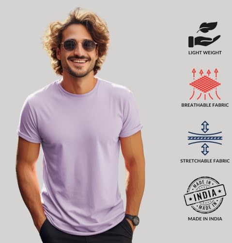 Image of ADRO Men's Cotton Regular Fit Combo Plain Solid T-Shirt Pack of 2