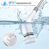 Elektrische Reinigungsbürste, 7 in 1 Putzbürste mit Verstellbarem Griff, Electric Cleaning Brush mit austauschbaren Bürstenköpfen,2 Speed mit langem Griff für Haushalt Fliesen, Wanne-IPX7
