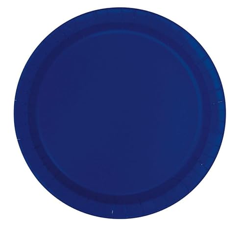 Unique 30948EU Eco-Friendly Paper Plates-18 cm-Navy Blue Colour-20 Count (Pack of 1)