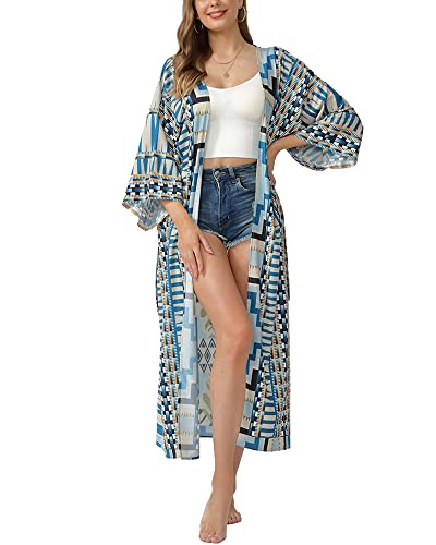 Kimono largo de playa para mujer y vestido de encaje para bikini
