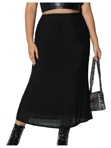 Women's Plus Size Bodycon Midi Skirt High Waisted Casual Long Skirts