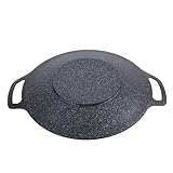 TOPINCN Koreaner BBQ Grill Pan Multifunktionales Nicht -Stick -Beschichtung für Gas und Induktionskocher Schwarz (38 cm)