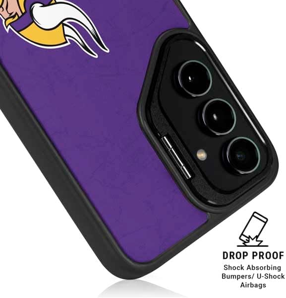 Skinit Kickstand Phone Case Compatible with Galaxy S25 Plus - Officially Licensed NFL Minnesota Vikings Distressed Design