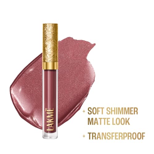 Image of Lakme Be-Jewel Shimmer Lip Liquid with Ceramides, Luminous Matte Finish, Waterproof- 301 Iced Espresso 3.5ml
