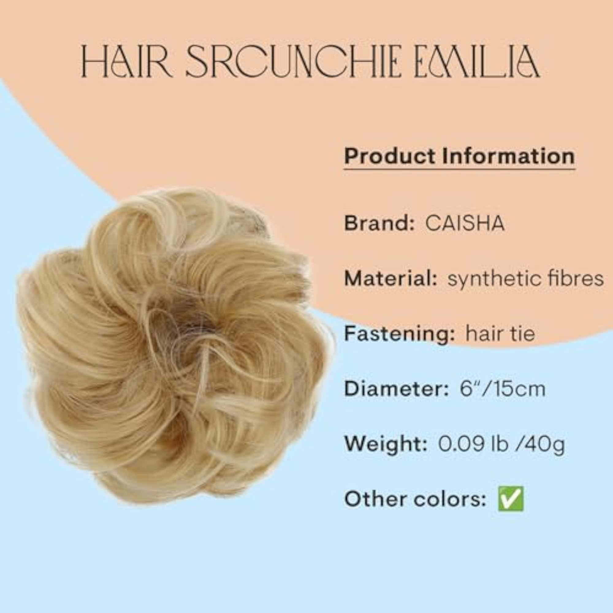 Light Blond Scrunchy Hairpiece for Women, Curly Bun
