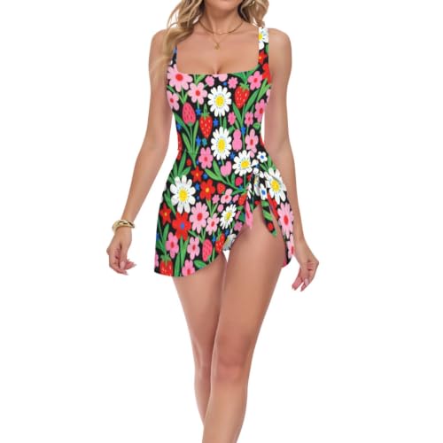 Maillot de bain une pièce aquarelle marguerites au tissu extensible et galbant pour femme
