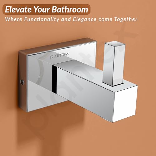 Image of Plantex Stainless Steel Robe Hook /Cloth-Towel Hanger /ccloth Hanger for Bathroom wall Bathroom Accessories - Nexa (Chrome)