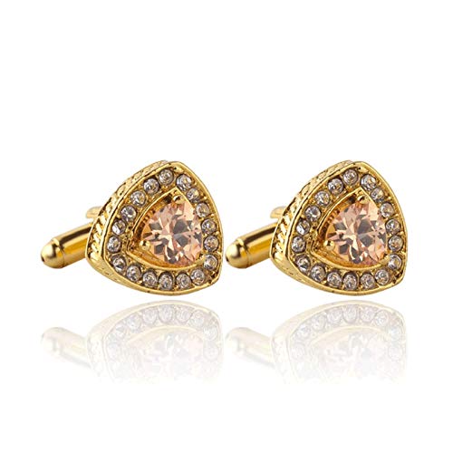 Hot Classic Manschettenknöpfe for Herren Damen Crystal Fashion Triangle Cuff Accessoires Shirt Cufflink (Color : Gold)