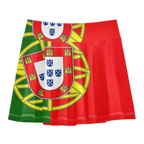 Joisal Portugal Flag Girls Skorts Athletic Shorts Tennis Skirts for Kids Gymnastics Teen Skirt 3t