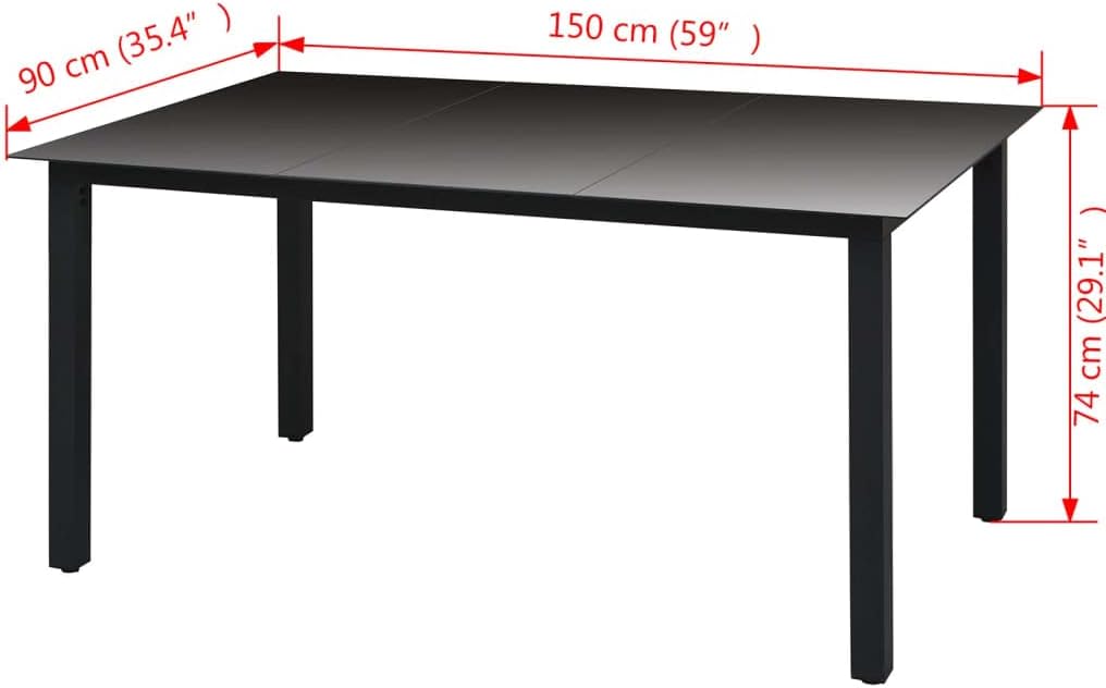 Patio Table,Outdoor Bar,Balcony Desk,Outdoor Dining Table,Backyard Table,Easy Assembly,Weather Resistant,for Patio, Deck, Lawn, Garden, Backyard, Black 59.1"x35.4"x29.1" Aluminum and Glass