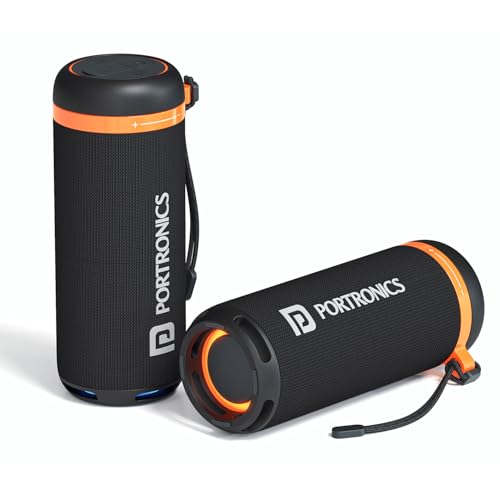 Image of Portronics 15W Breeze 7 Wireless Bluetooth Speaker with Rotational Volume Control, Upto 6 Hours Playtime, Bluetooth 5.4V, Passive Bass Radiator, TWS Mode, RGB LED Lights, Type C Charging(Black)