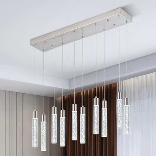 Leadtek Modern 10 Light Pendant Lighting, LED Kitchen Island Lighting,
