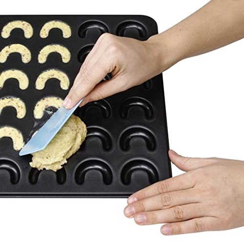 Foto von Zenker 30er-Vanillekipferl Backblech klein Sparkling Christmas, Ofenform mit Teflon Antihaftbeschichtung für kinderleichtes Backen, hochwertige Form für selbstgemachte Kipferl (Farbe: Schwarz)
