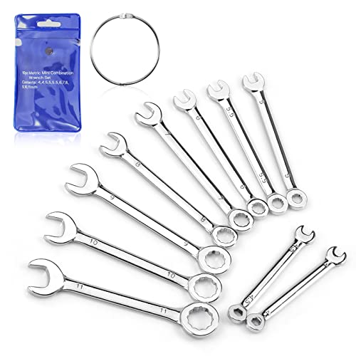 Leontool Small Wrench Set Metric 4Mm To 11Mm Open End And Box End Spanner 10 Pcs Ignition Wrench Set With Key Ring Mini Wrench Set For Automotive Technicians And Industrial Users #TOP8