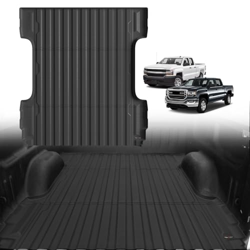 TripleAliners Truck Mat Compatible with 2007-2018 Chevy Silverado/GMC Sierra 1500 5.8FT Accessories, Truck Bed Mat Heavy Duty Custom Fit All Weather Protection TPE Pickup Liner, 2007 New Body Only