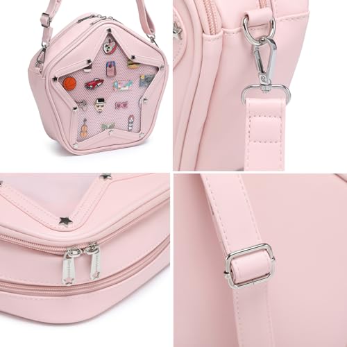 Image of Star PU Ita Crossbody Y2K Aesthetic Clear Pin Window Kawaii Anime Purse | Star Design For Cosplay, Meetups & Daily Y2K Outfits
