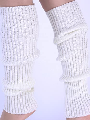 Milumia Women's 1 Pair Ribbed Knit Leg Warmers 80S Boot Long Socks White One Size #TOP4