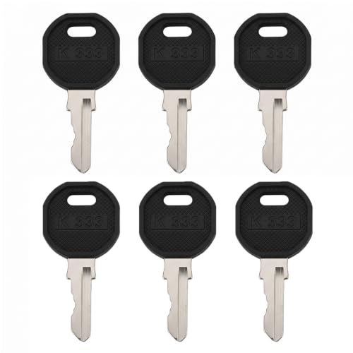 HABVPU 6 Pièces Clés de Rechange EK333 pour Armoire et Boîte aux Lettres, Clé Passe Partout Universelle Compatible avec Cylindre EK333 333 1108-1-1 1108-U35, Noir 5,1cm