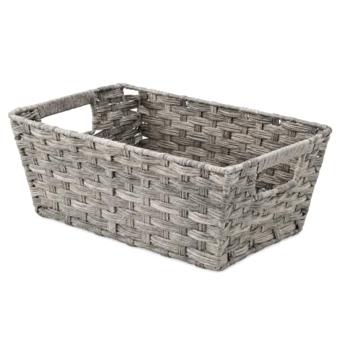 Whitmor-Small-Woven-Storage-Basket-with-Handles-Gray-Wash Whitmor Small Woven Storage Basket with Handles, Gray Wash - Image 1