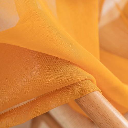Image of Yellow Sheer Curtains 95 inch Length 2 panels, Rod Pocket Semi Sheer Privacy Curtains, Window Treatments Soft Voile Drapes for Windows Living Room Bedroom French Doors Doorway Divider, 52 inchWx 95 inchL