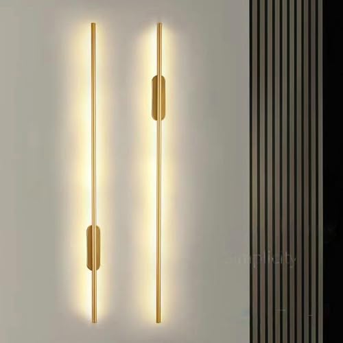 Apliques de pared LED interior de 100cm en color oro con luz cálida
