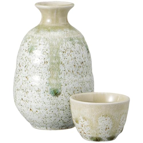 エールネット(Ale-net) 酒器セット 徳利 おちょこ セット 7.9×H12cm 約270cc ガラス釉流し徳利 徳利&ぐい呑(2個)セット 陶器 美濃焼